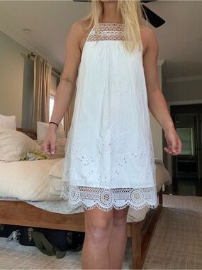 GAP White Crochet-Trim Midi Sundress